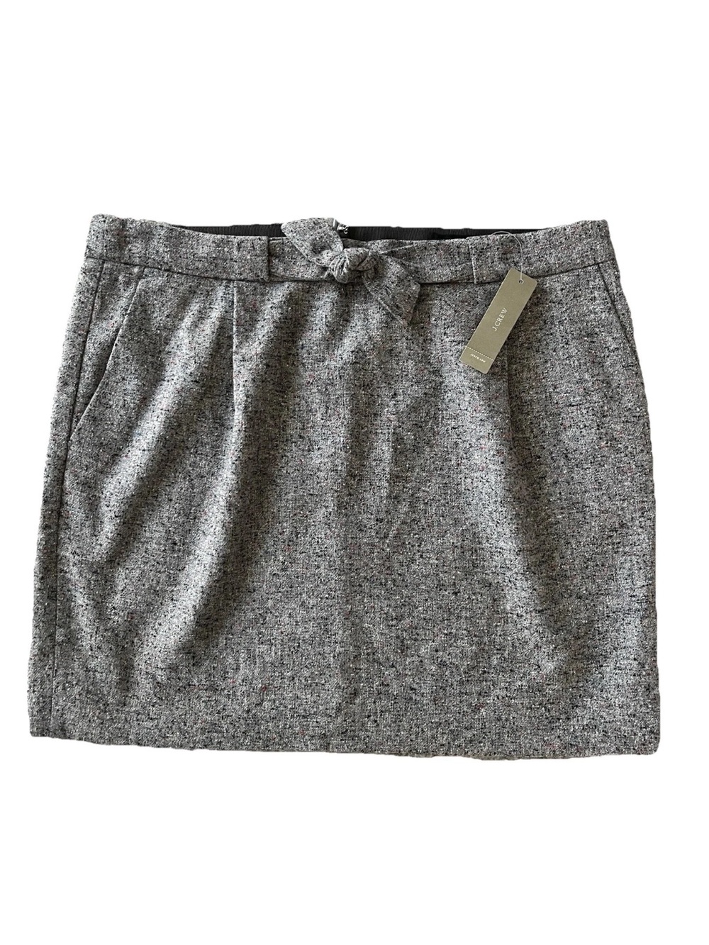 NWT J. Crew Women's Gray Tweed Wool Silk Blend Mini Skirt Size 12 Career Fancy